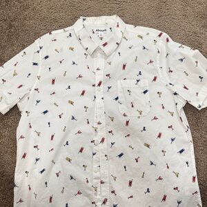 Abound Men's White Shirt with Colorful Icons